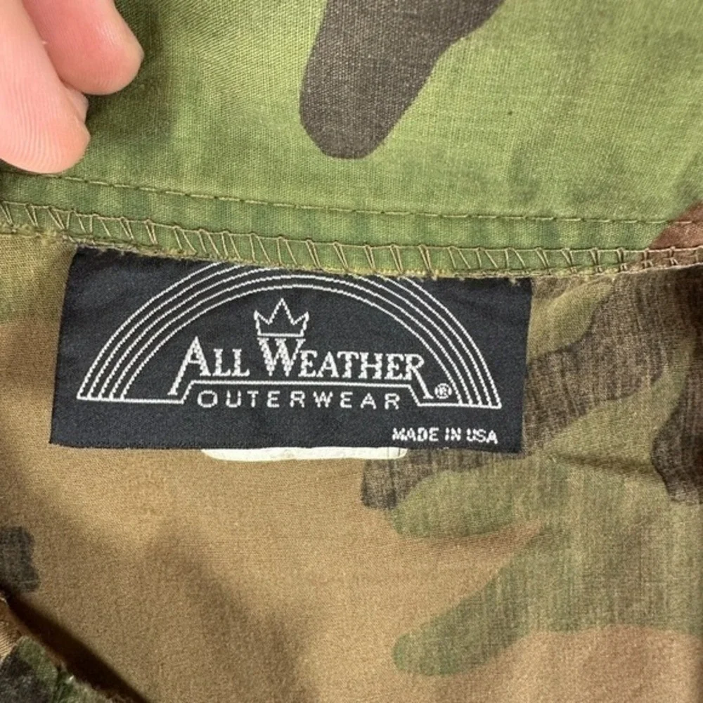 Vintage All Weather Outerwear Woodland‎ Camo Button Shirt Shacket Mens Large L
